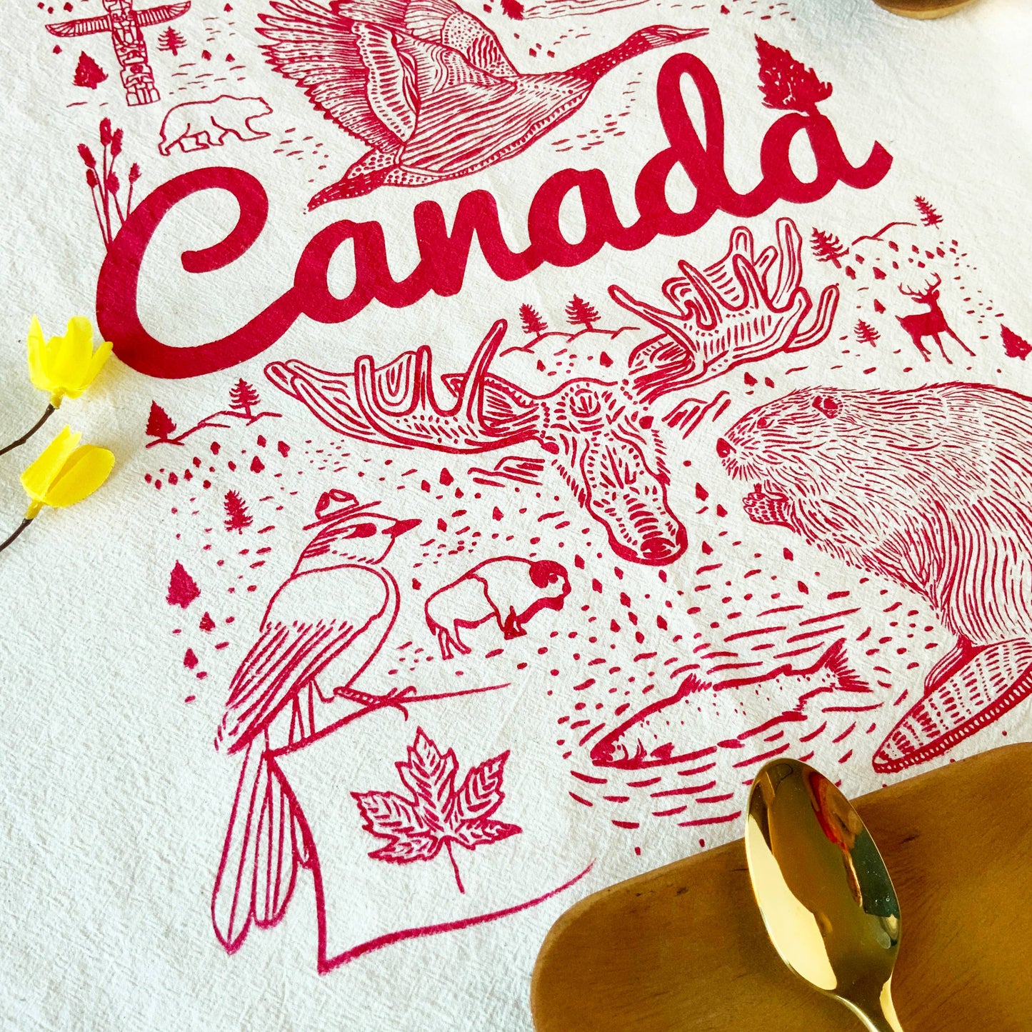 Canada Commemorative Organic Tea Towel Red - 20x24