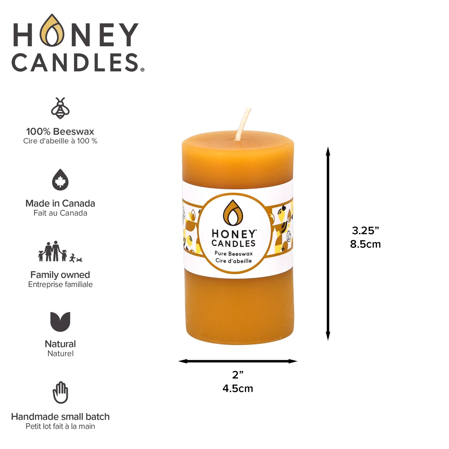 Natural Beeswax Pillar Candle