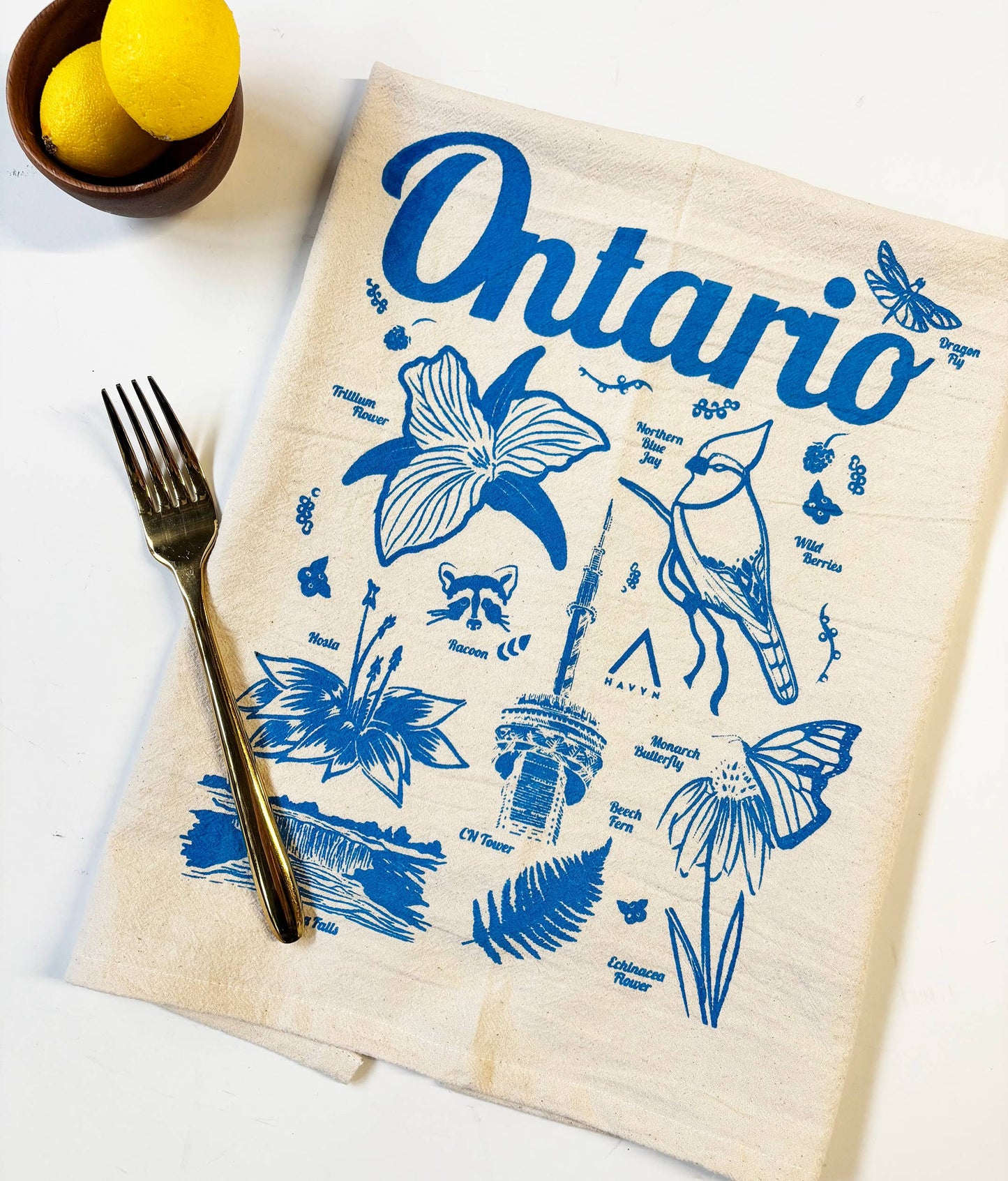 Ontario Commemorative Organic Tea Towel Blue - 20x24