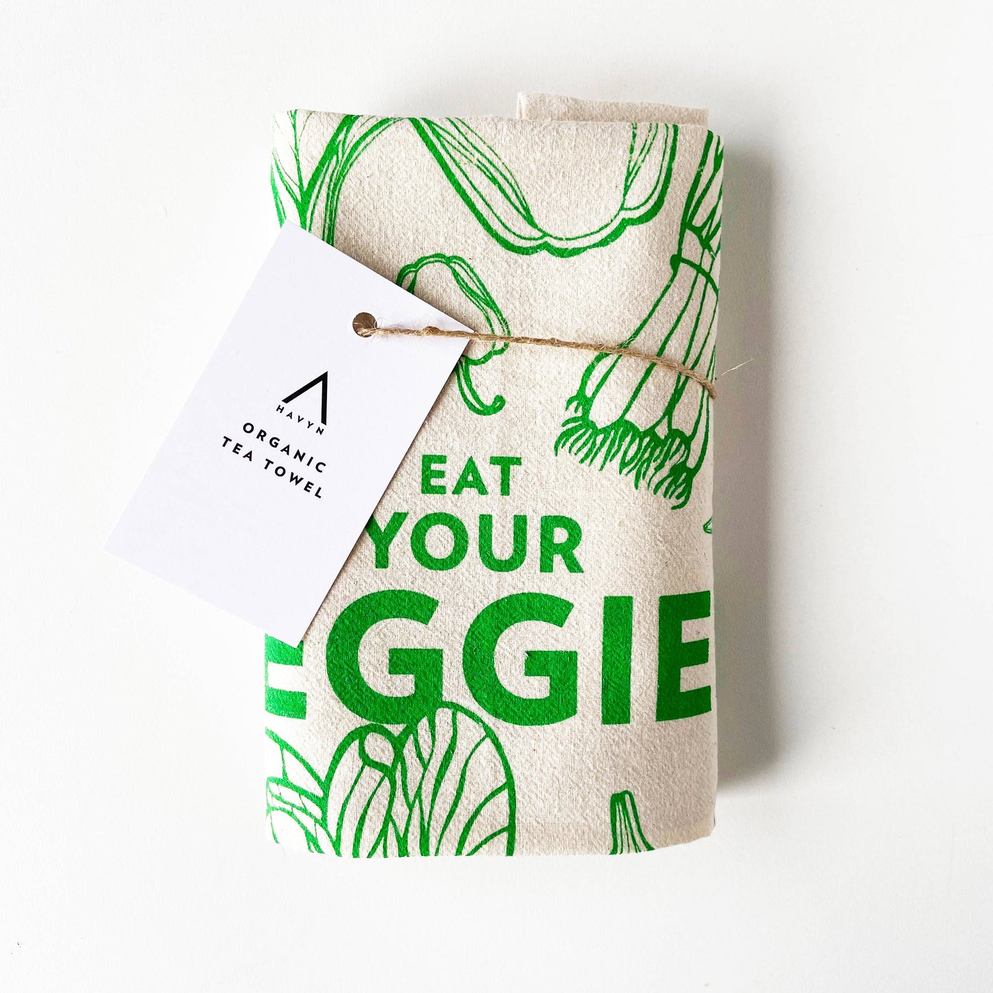 Eat Your Veggies Organic Tea Towel  Green - 20x24