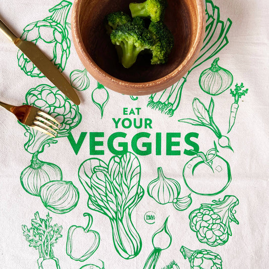 Eat Your Veggies Organic Tea Towel  Green - 20x24