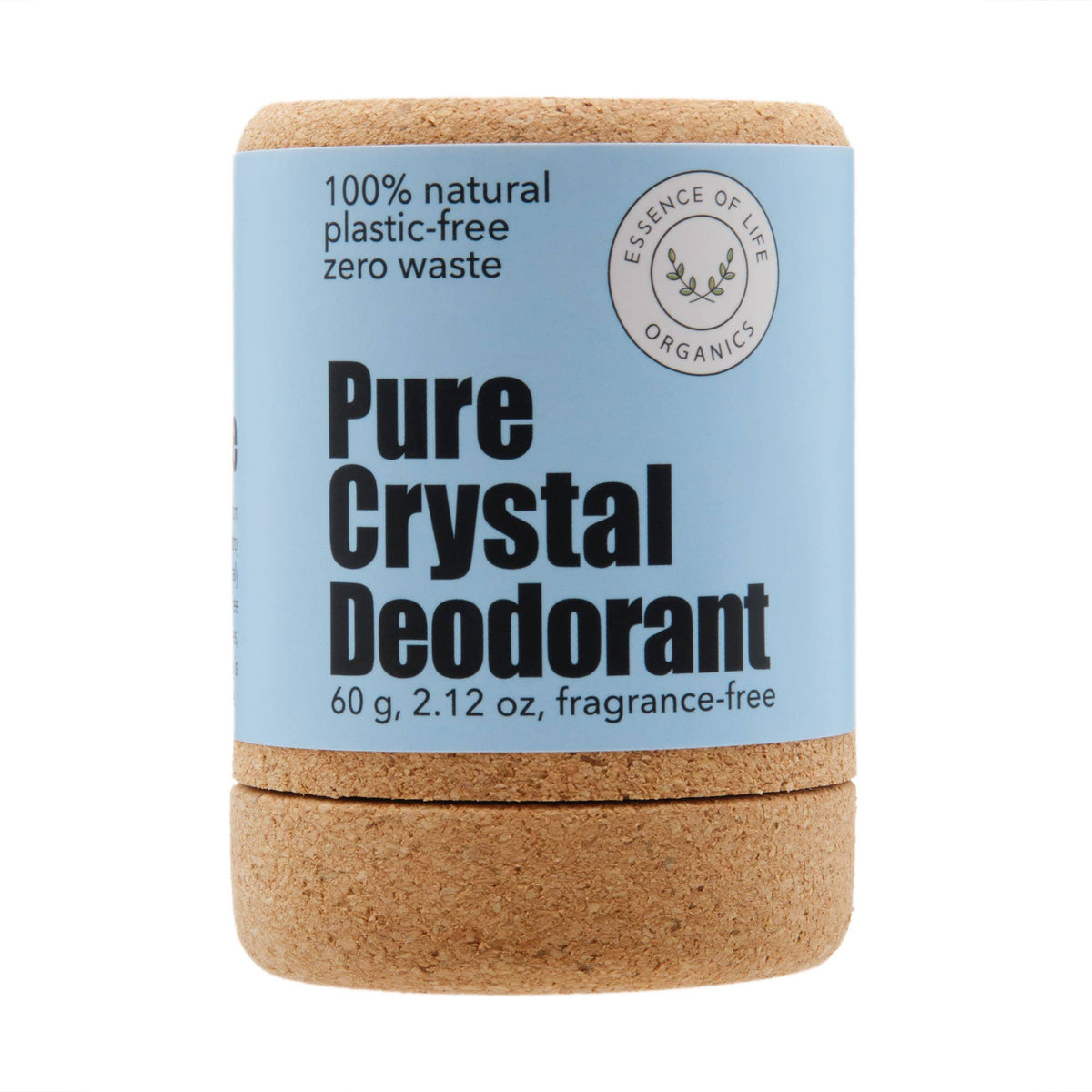 Crystal Deodorant Stick, in zero waste cork packaging