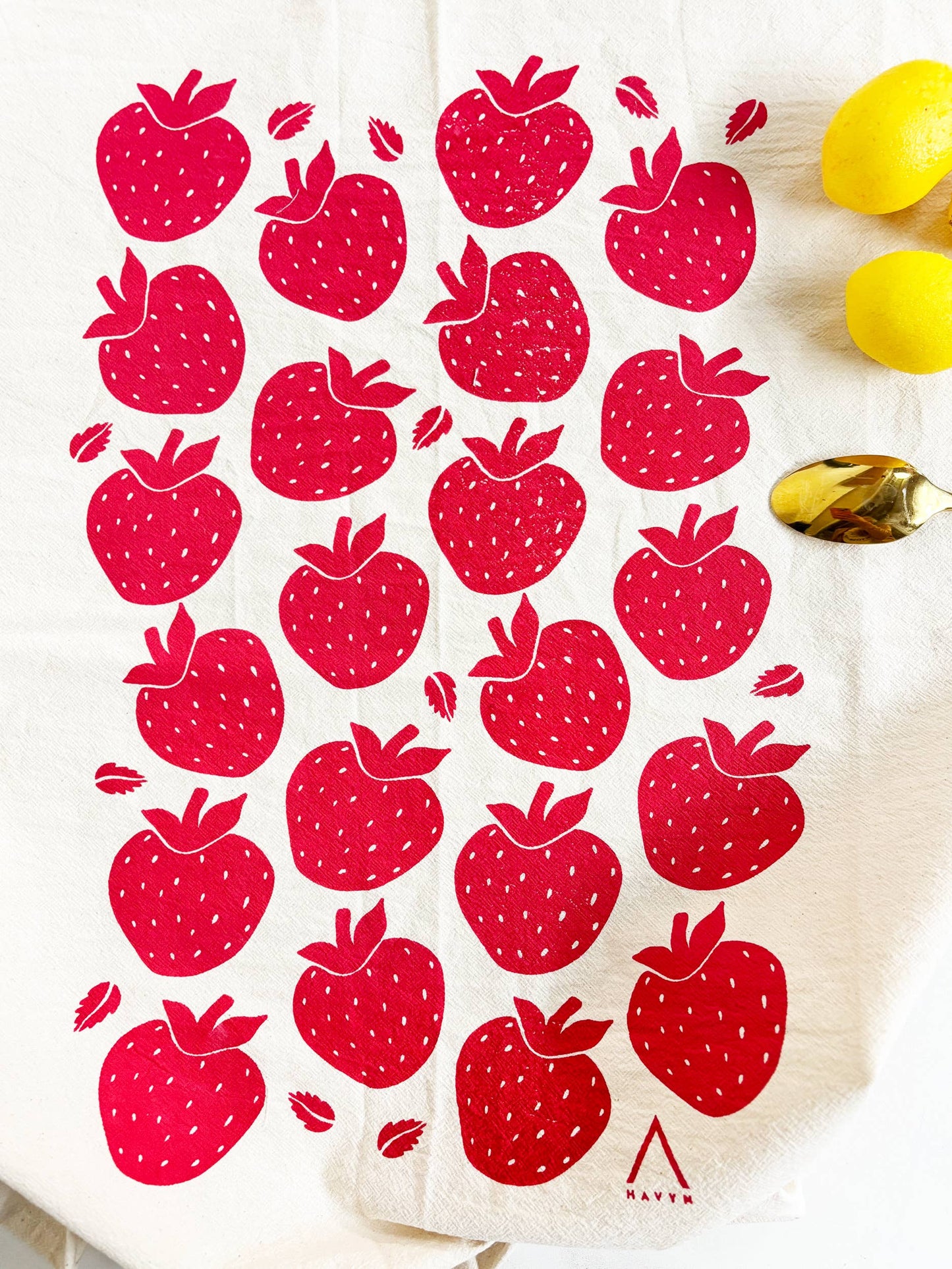 Strawberries Organic Tea Towel